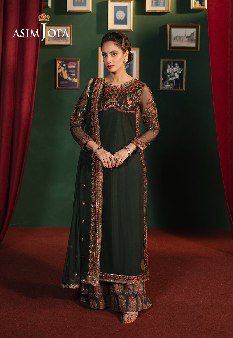 Asim Jofa 3 Piece Custom Stitched Suit - Green - LB29493