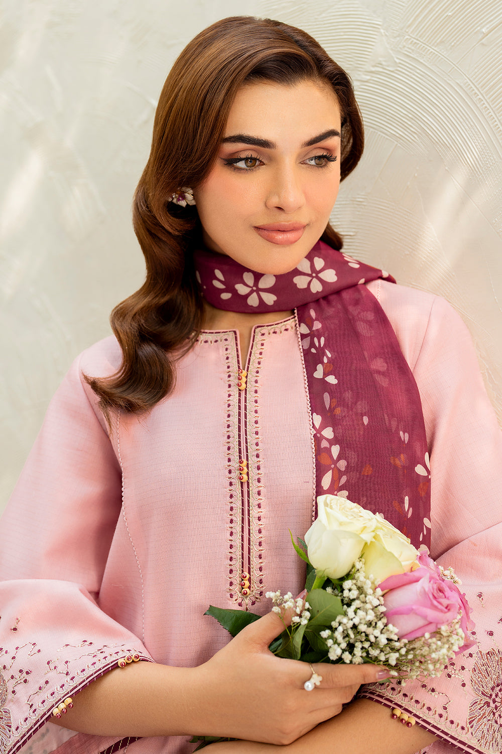 Jazmin 3 Piece Custom Stitched Suit - Pink - LB30339