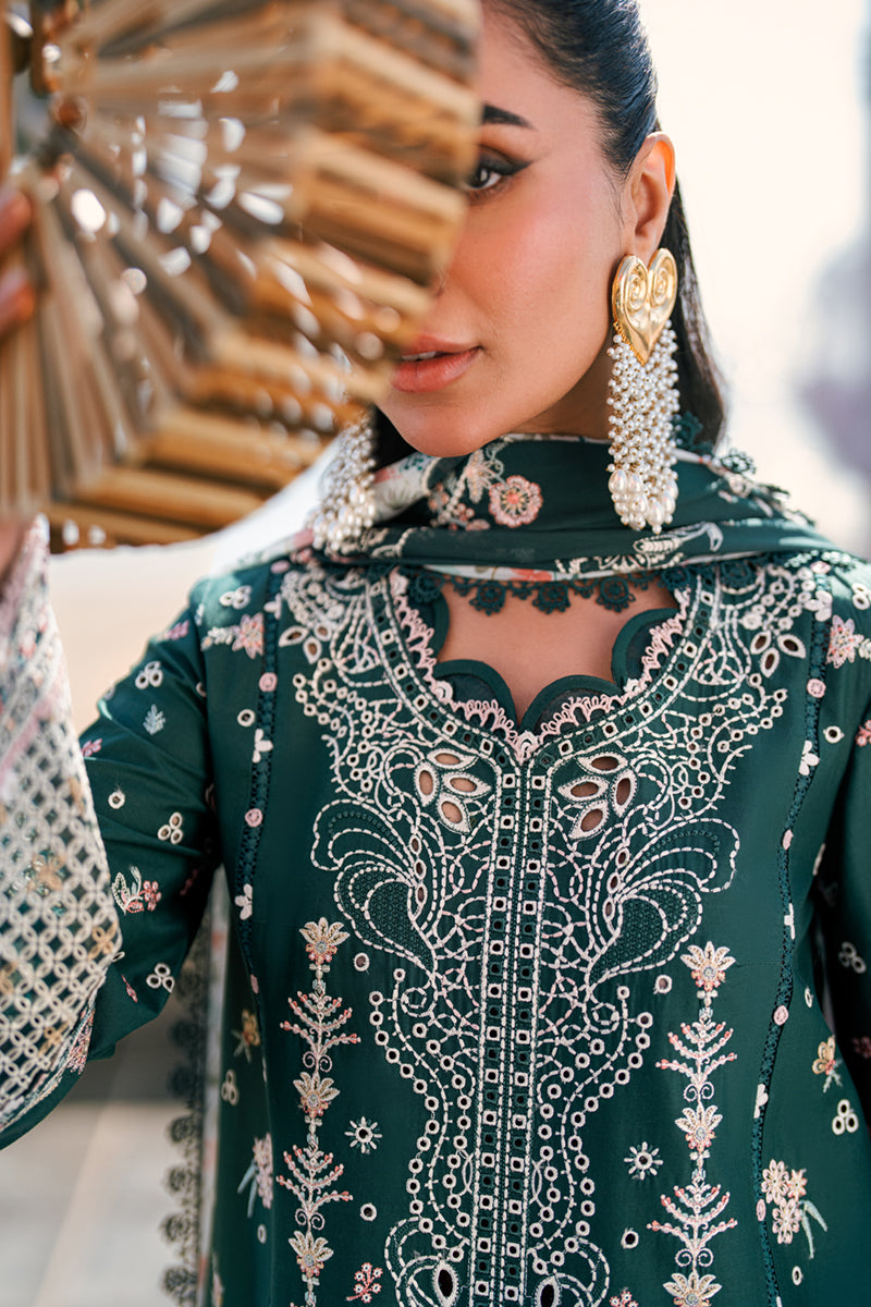 Qalamkar 3 Piece Custom Stitched Suit - Green - LB29121