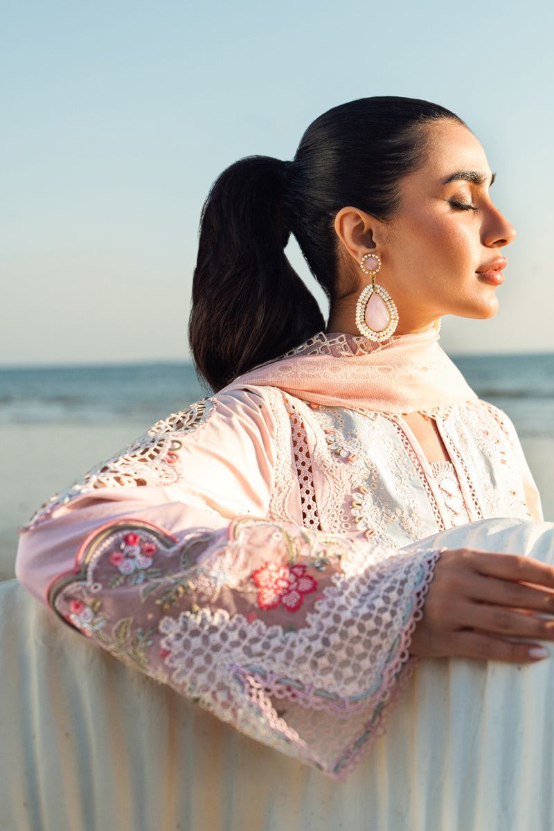 Qalamkar 3 Piece Custom Stitched Suit - Pink - LB29122