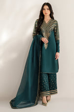 Jazmin 3 Piece Custom Stitched Suit - Green - LB30654
