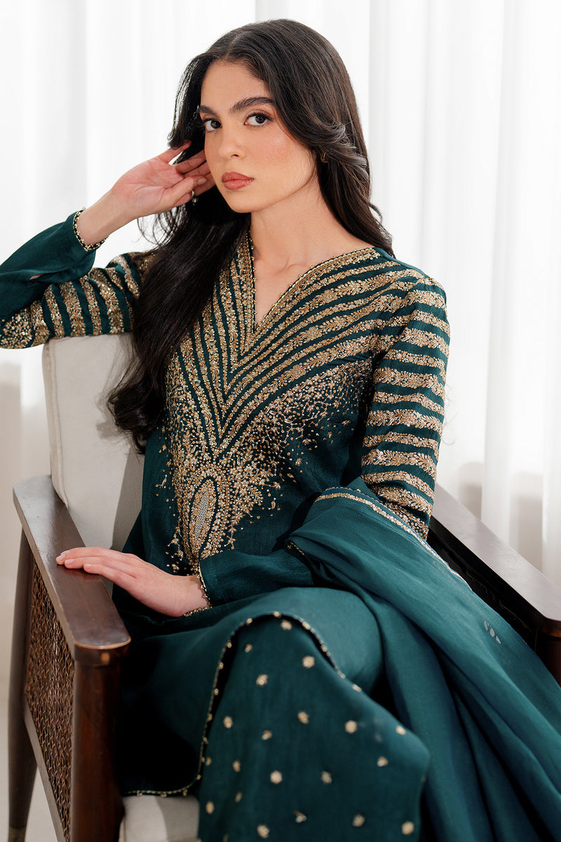 Jazmin 3 Piece Custom Stitched Suit - Green - LB30654