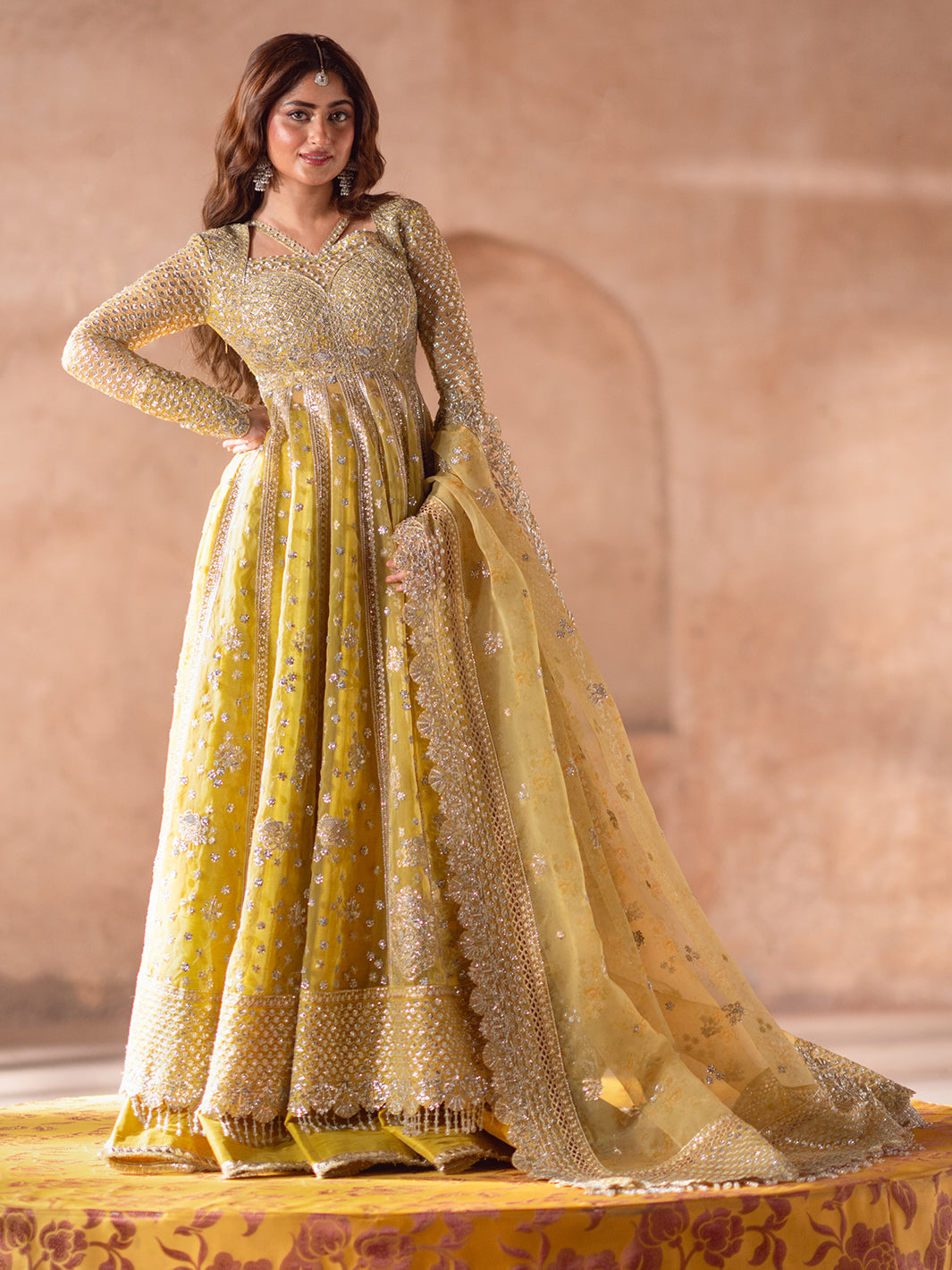 Bin Ilyas 3 Piece Custom Stitched Suit - Yellow - LB30916