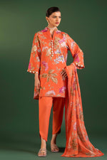 Sana Safinaz 3 Piece Custom Stitched Suit - Orange - LB31122