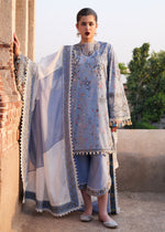 Hussain Rehar 3 Piece Custom Stitched Suit - Blue - LB30324