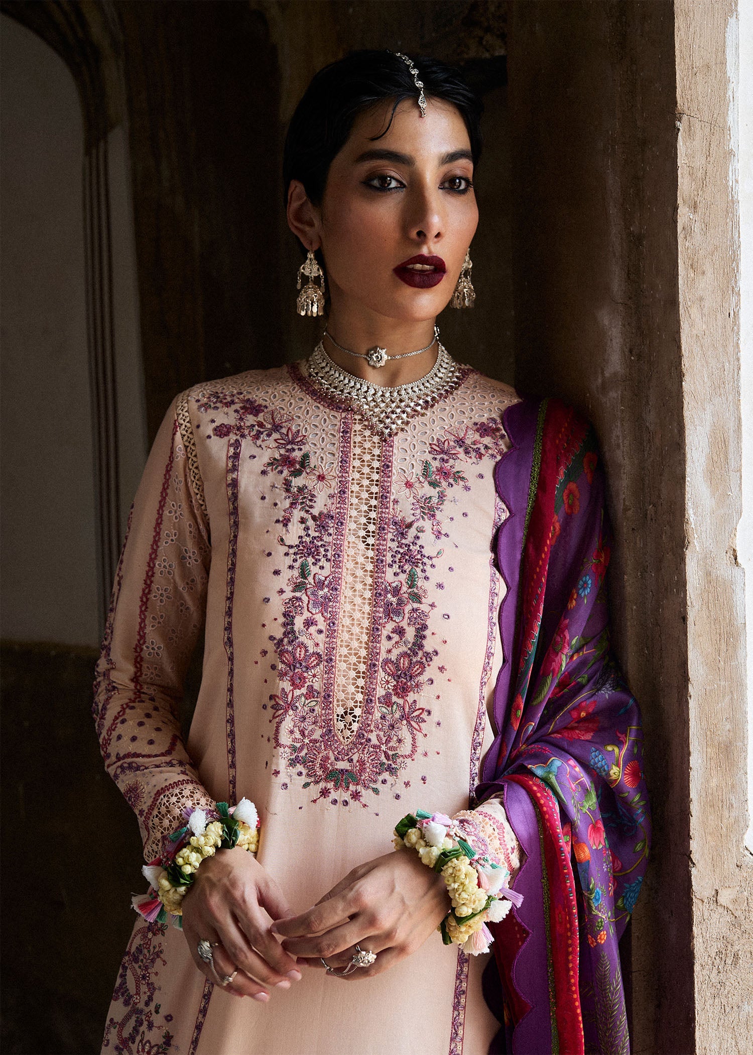 Hussain Rehar 3 Piece Custom Stitched Suit - Beige - LB30322