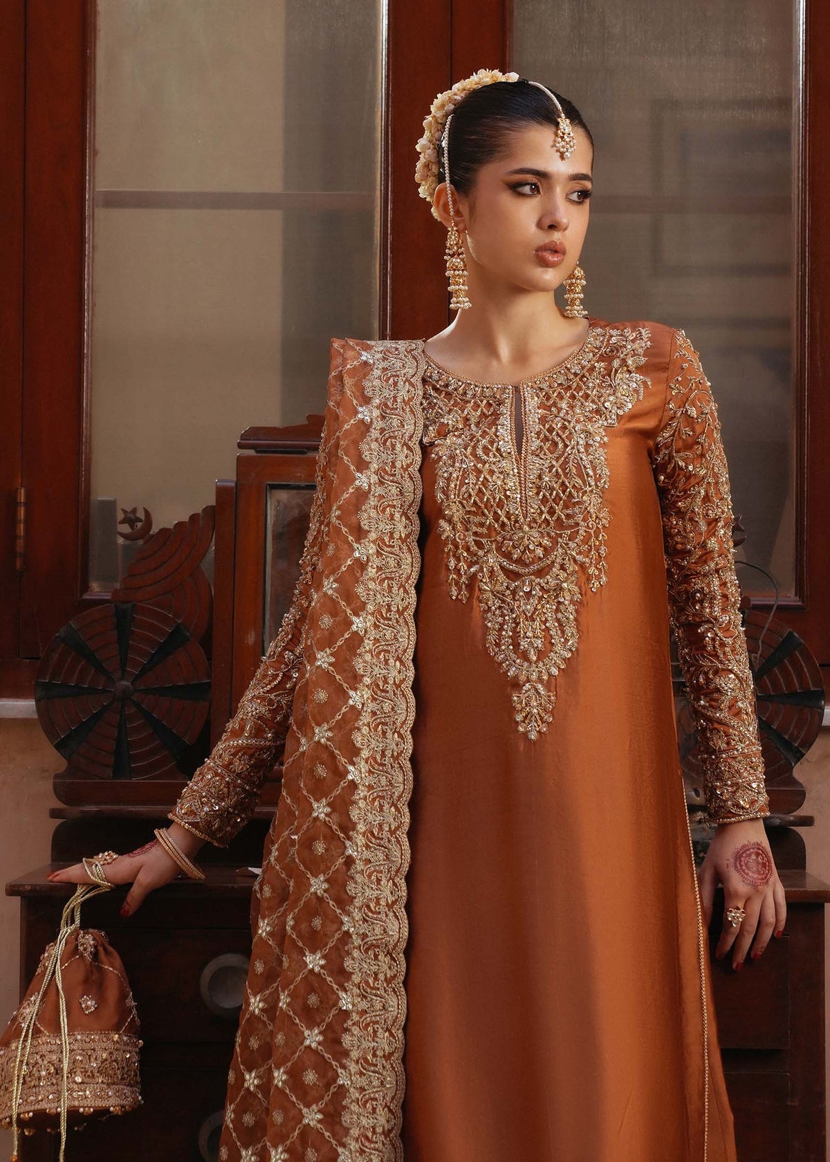 Kanwal Malik 3 Piece Pret Suit - Orange - LB30761