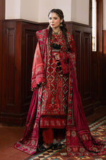Maryam Hussain 3 Piece Custom Stitched Suit - Red - LB30908