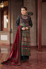 Maryam Hussain 3 Piece Custom Stitched Suit - Black - LB30909