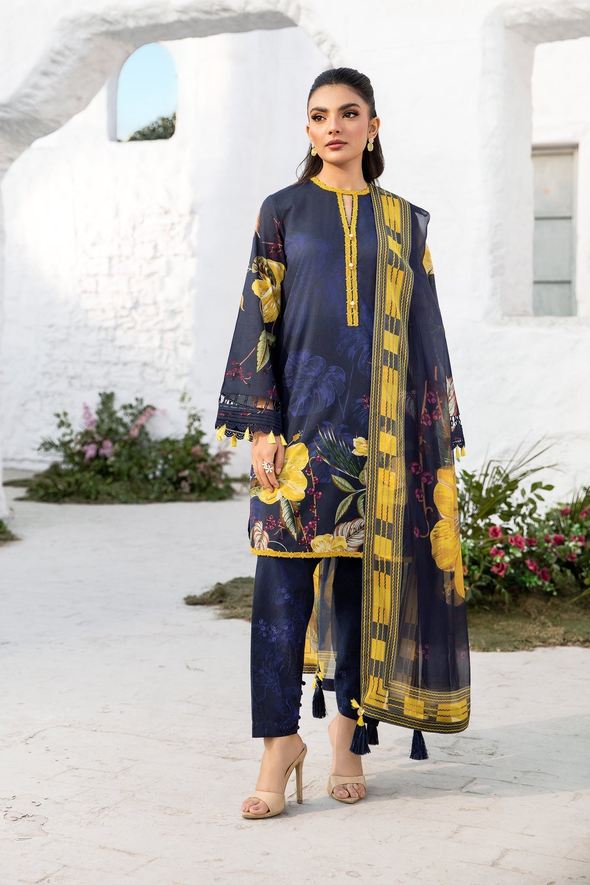 Maria.B 3 Piece Custom Stitched Suit - Blue - LB29743