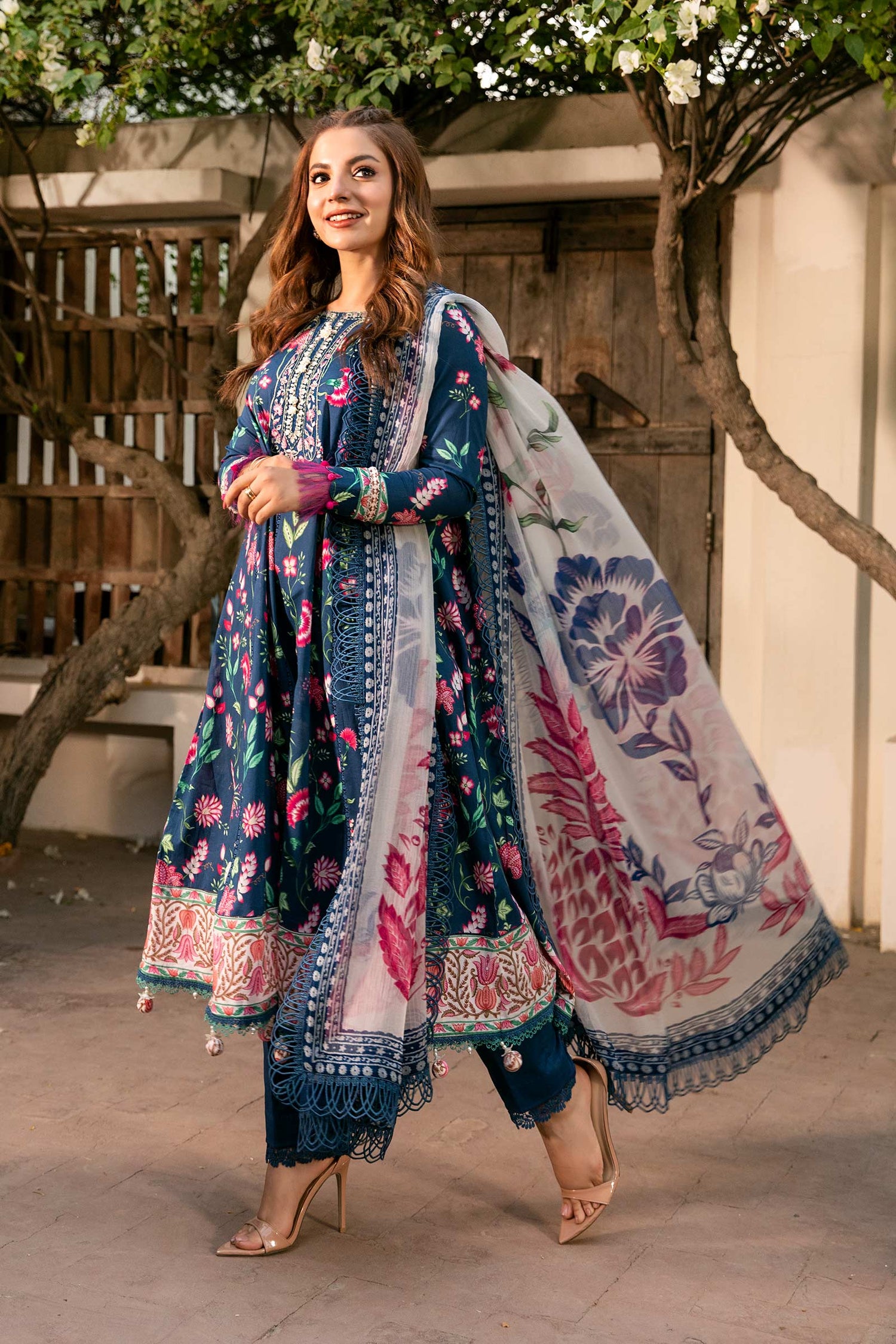 Maria.B 3 Piece Custom Stitched Suit - Blue - LB30274