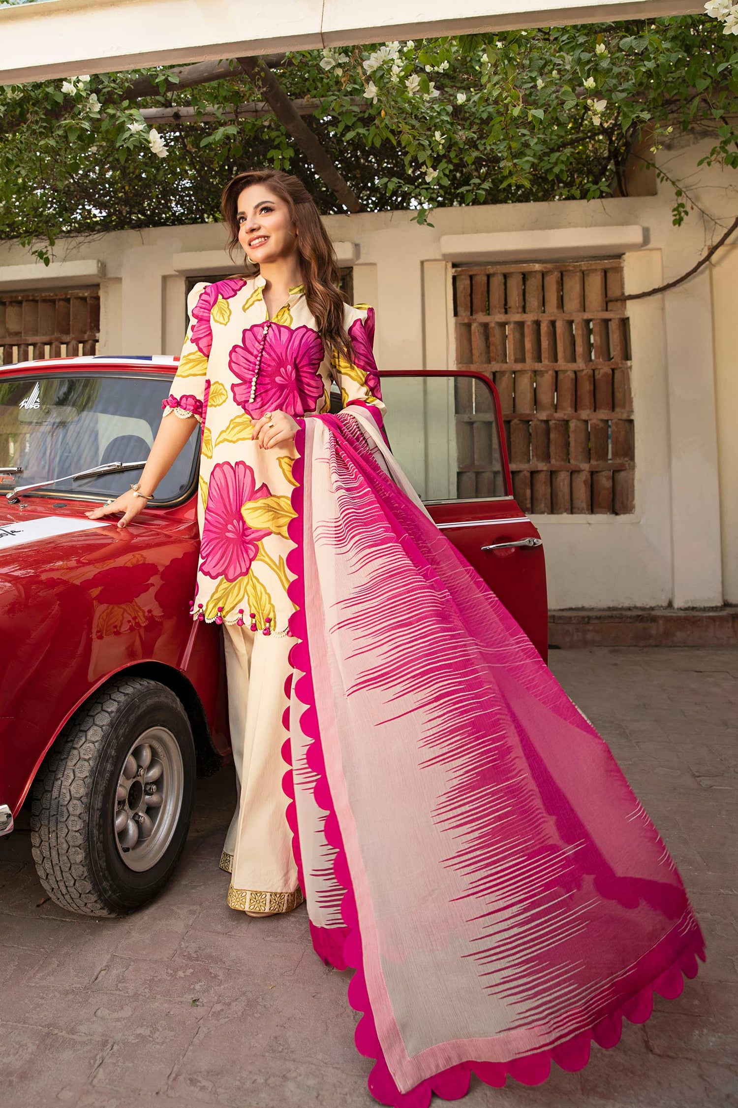 Maria.B 3 Piece Custom Stitched Suit - Beige - LB30270