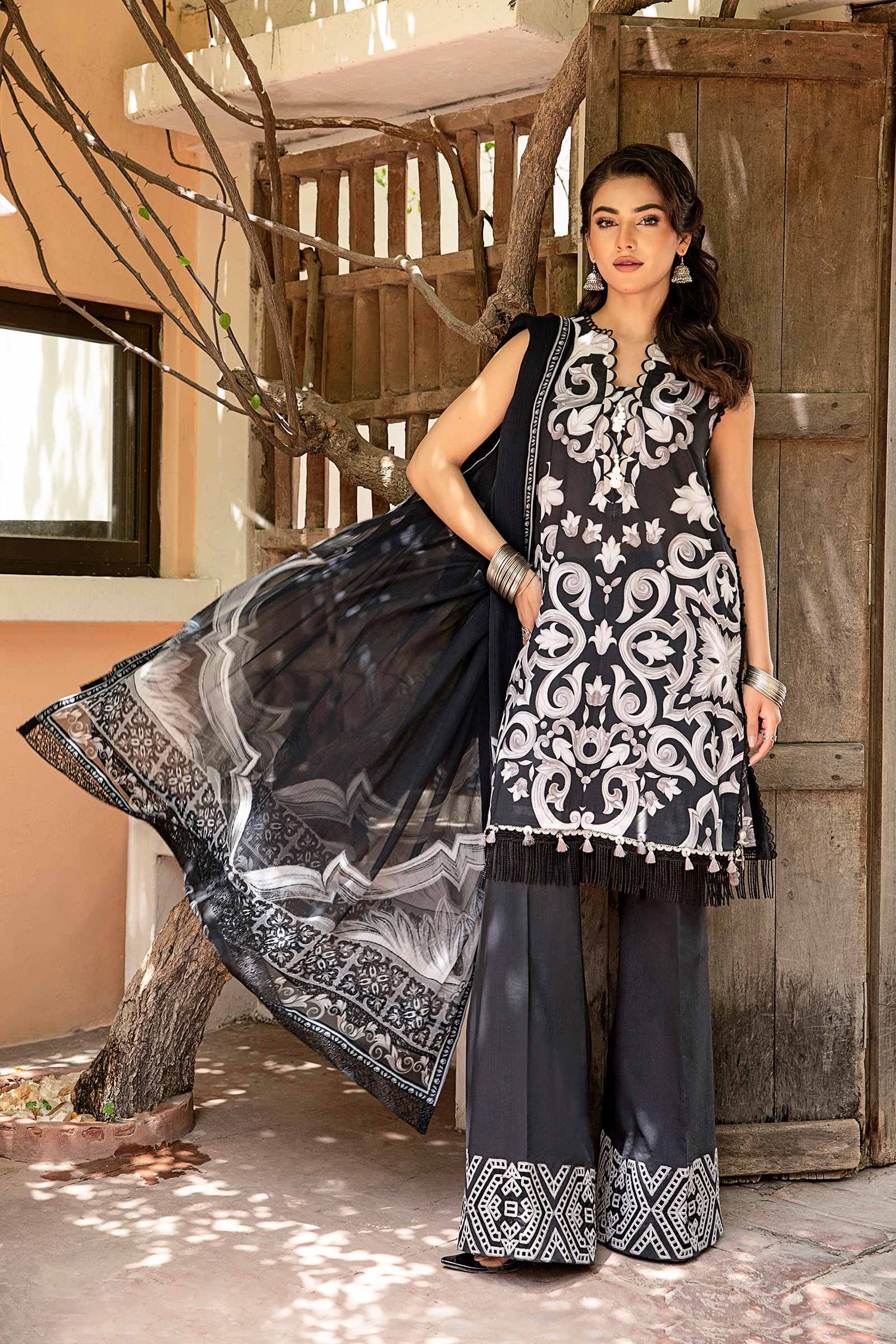 Maria.B 3 Piece Custom Stitched Suit - Black - LB30280