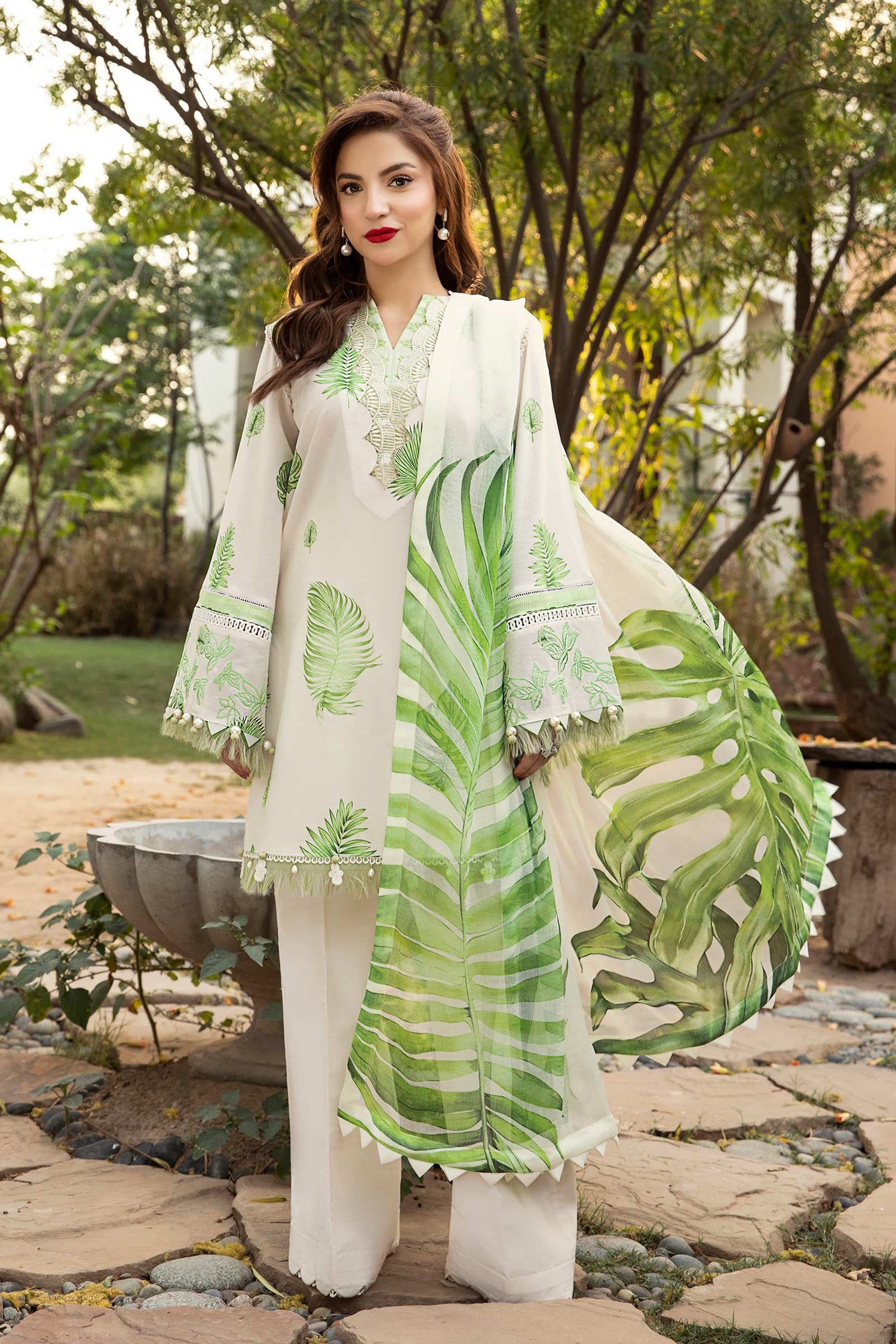 Maria.B 3 Piece Custom Stitched Suit - Off-White - LB30273