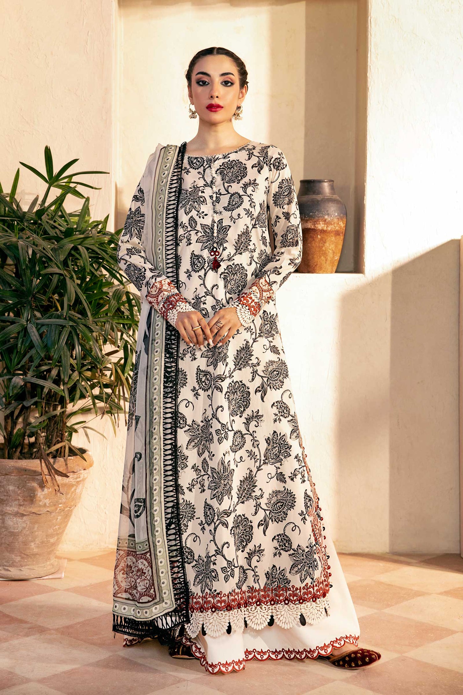 Maria.B 3 Piece Custom Stitched Suit - Off-White - LB30286
