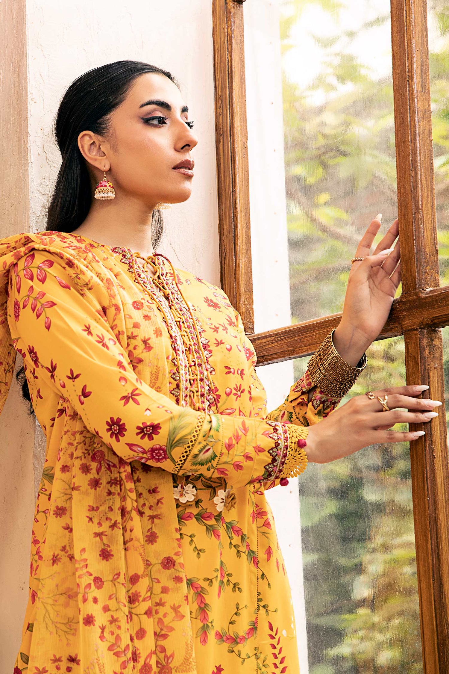 Maria.B 3 Piece Custom Stitched Suit - Yellow - LB30288