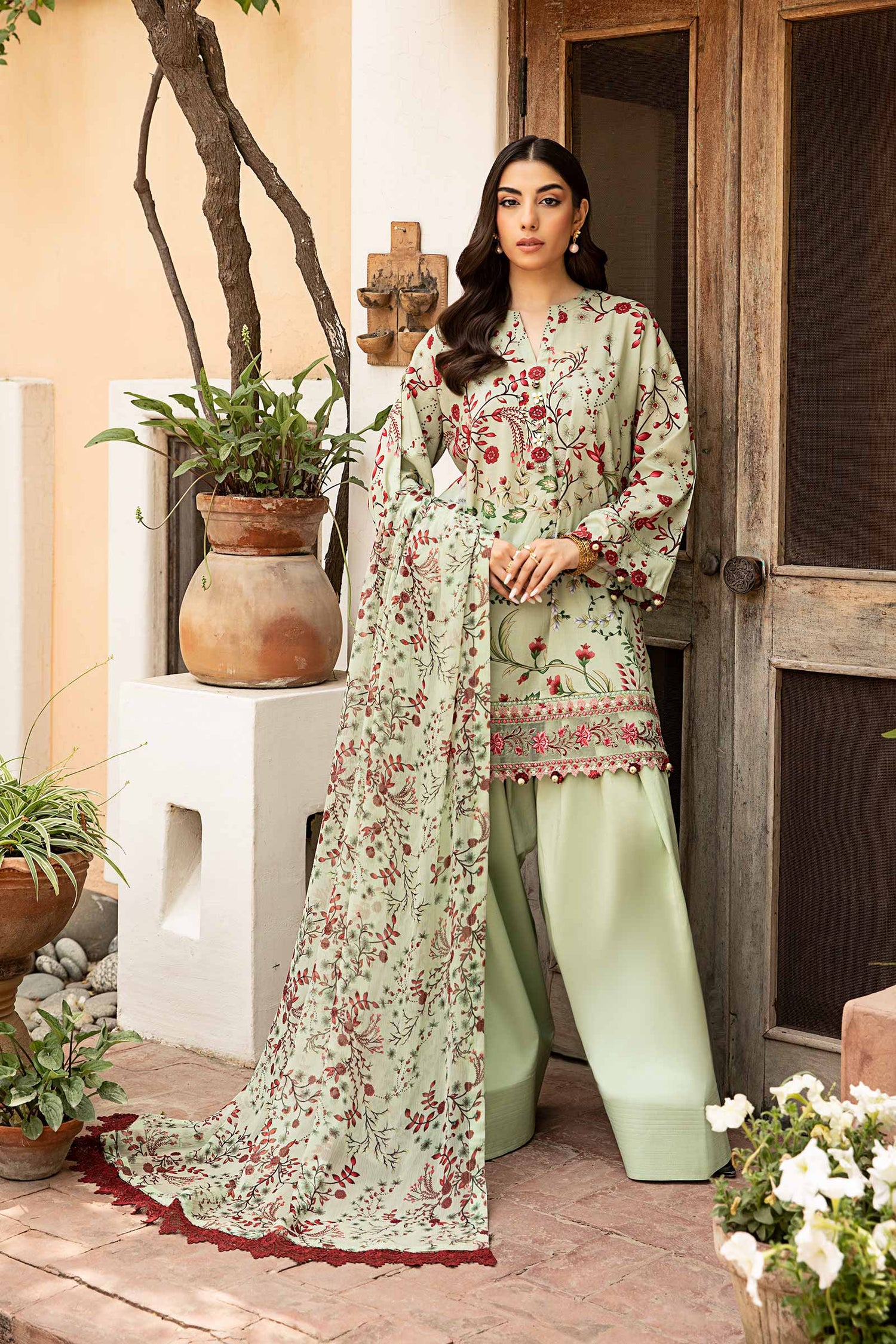 Maria.B 3 Piece Custom Stitched Suit - Green - LB30287