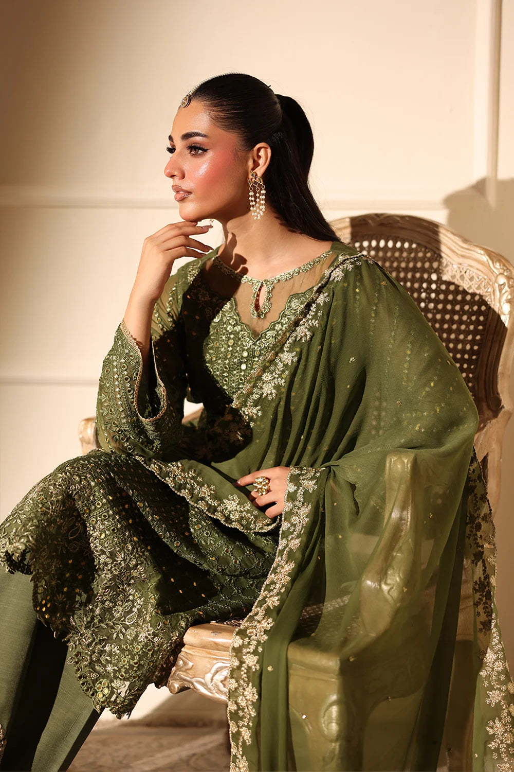 Azure 3 Piece Custom Stitched Suit - Green - LB30975