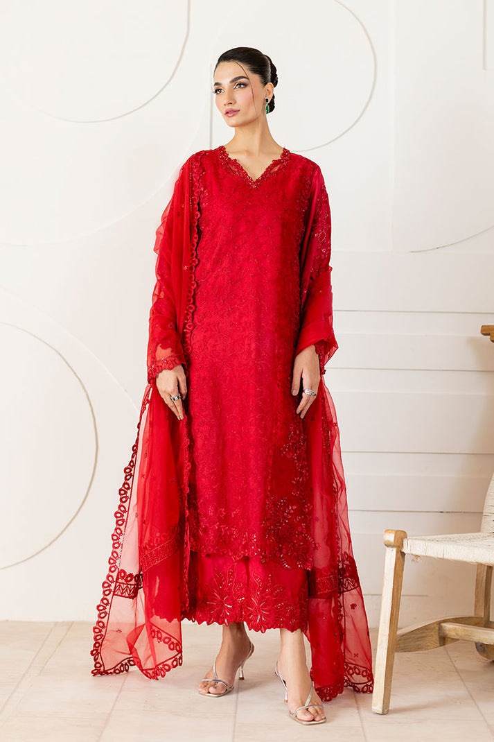 Mushq 3 Piece Pret Suit - Red - LB30476