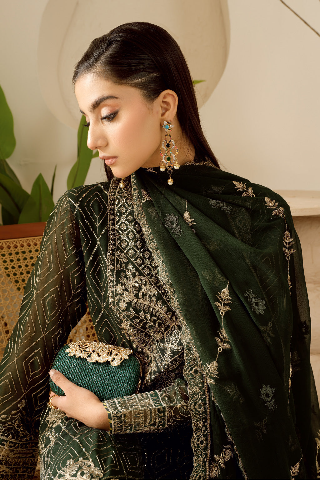 Ramsha 3 Piece Custom Stitched Suit - Green - LB28944