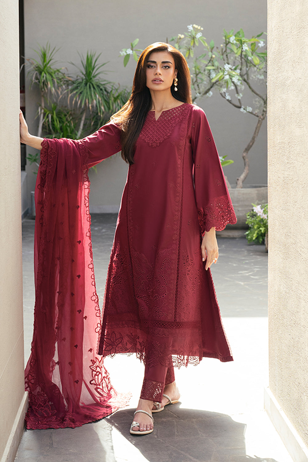 Azure 3 Piece Custom Stitched Suit - Maroon - LB30433