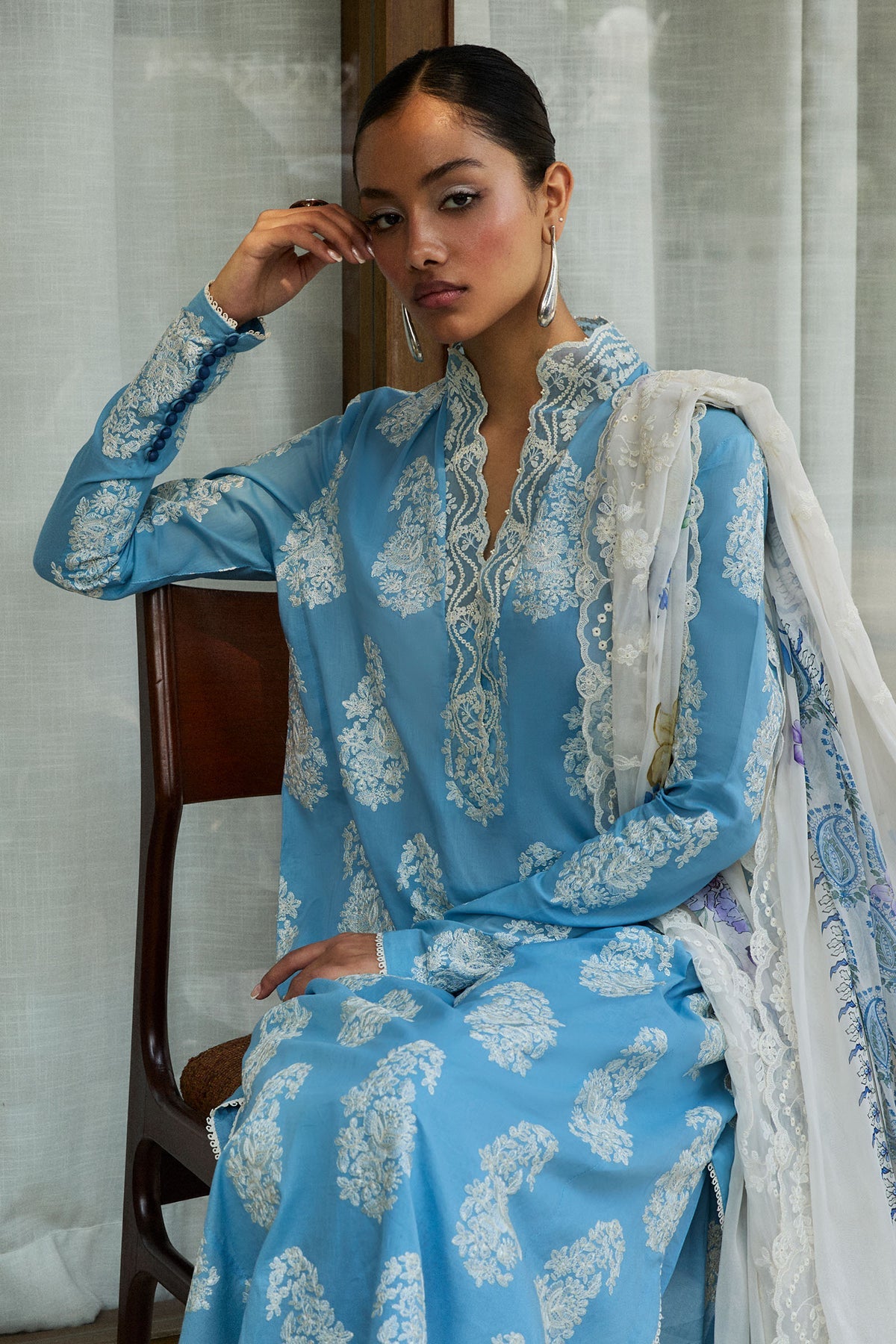 Zara Shahjahan 3 Piece Custom Stitched Suit - Blue - LB29656