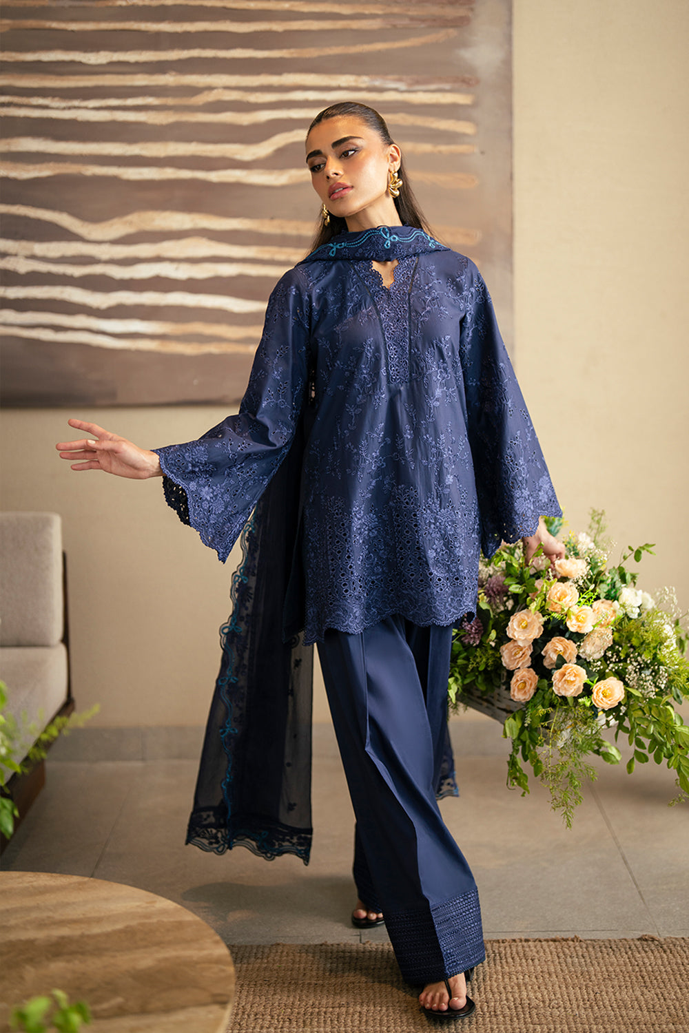 Azure 3 Piece Custom Stitched Suit - Blue - LB30435