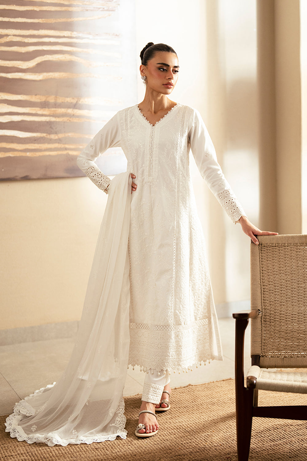 Azure 3 Piece Custom Stitched Suit - White - LB30434