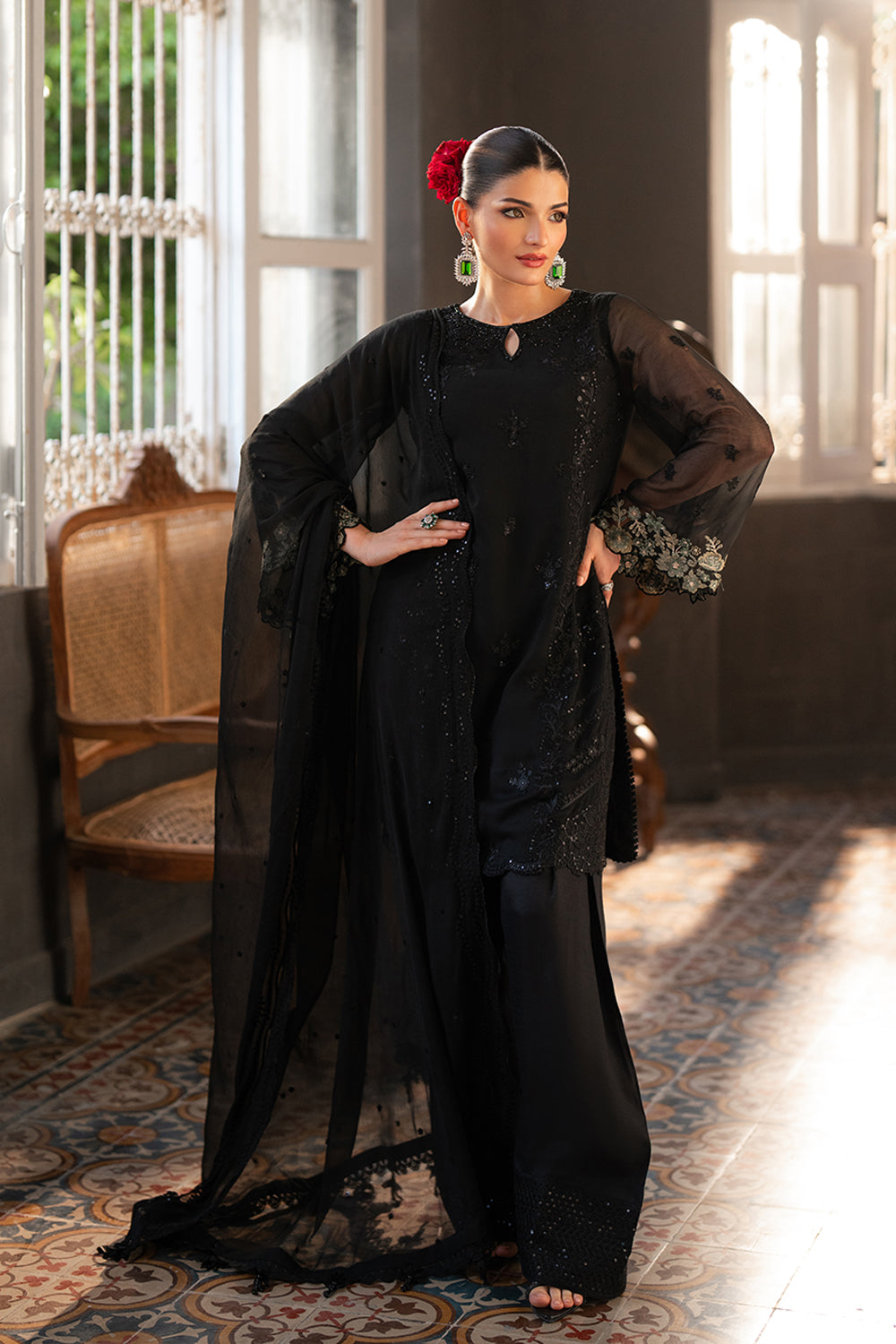 Azure 3 Piece Custom Stitched Suit - Black - LB30306
