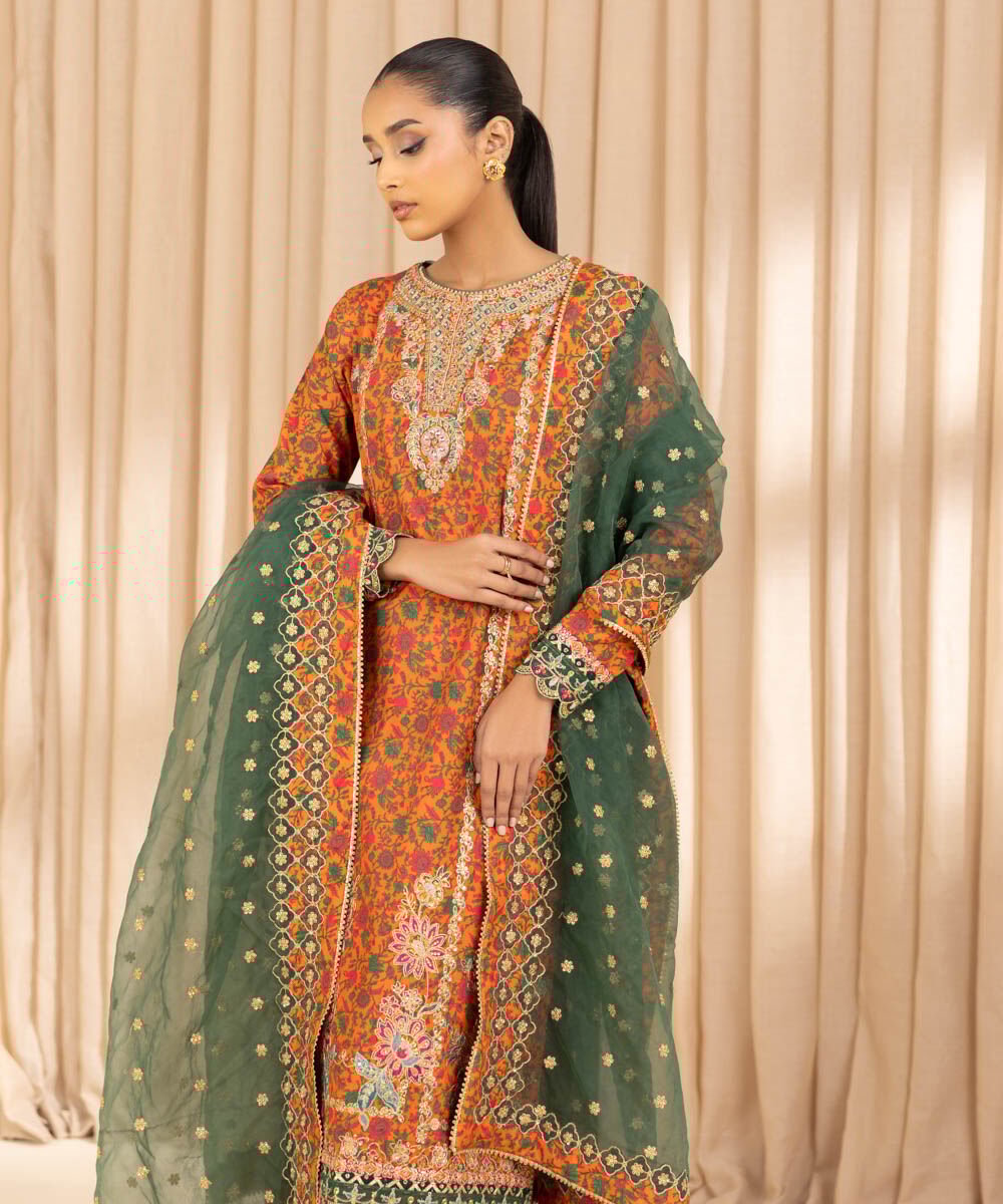 Sapphire 3 Piece Custom Stitched Suit - Orange - LB30170
