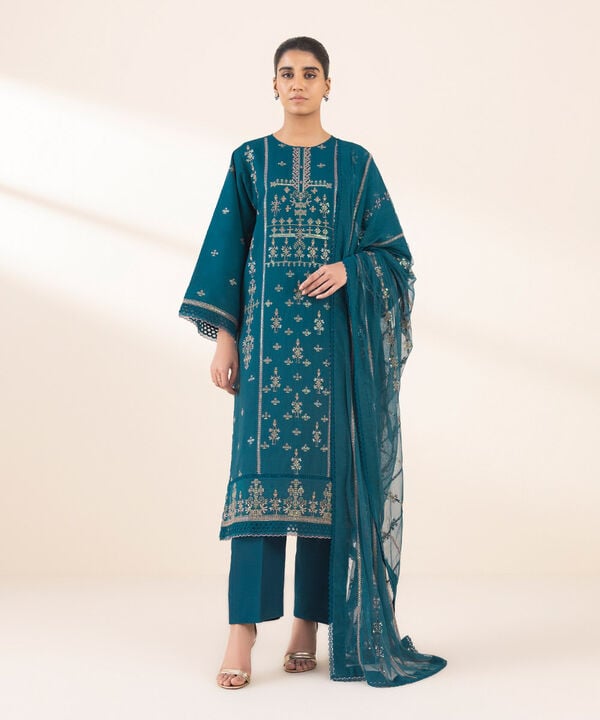 Sapphire 3 Piece Custom Stitched Suit - Teal - LB30101