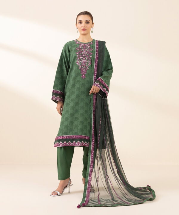 Sapphire 3 Piece Custom Stitched Suit - Green - LB30085