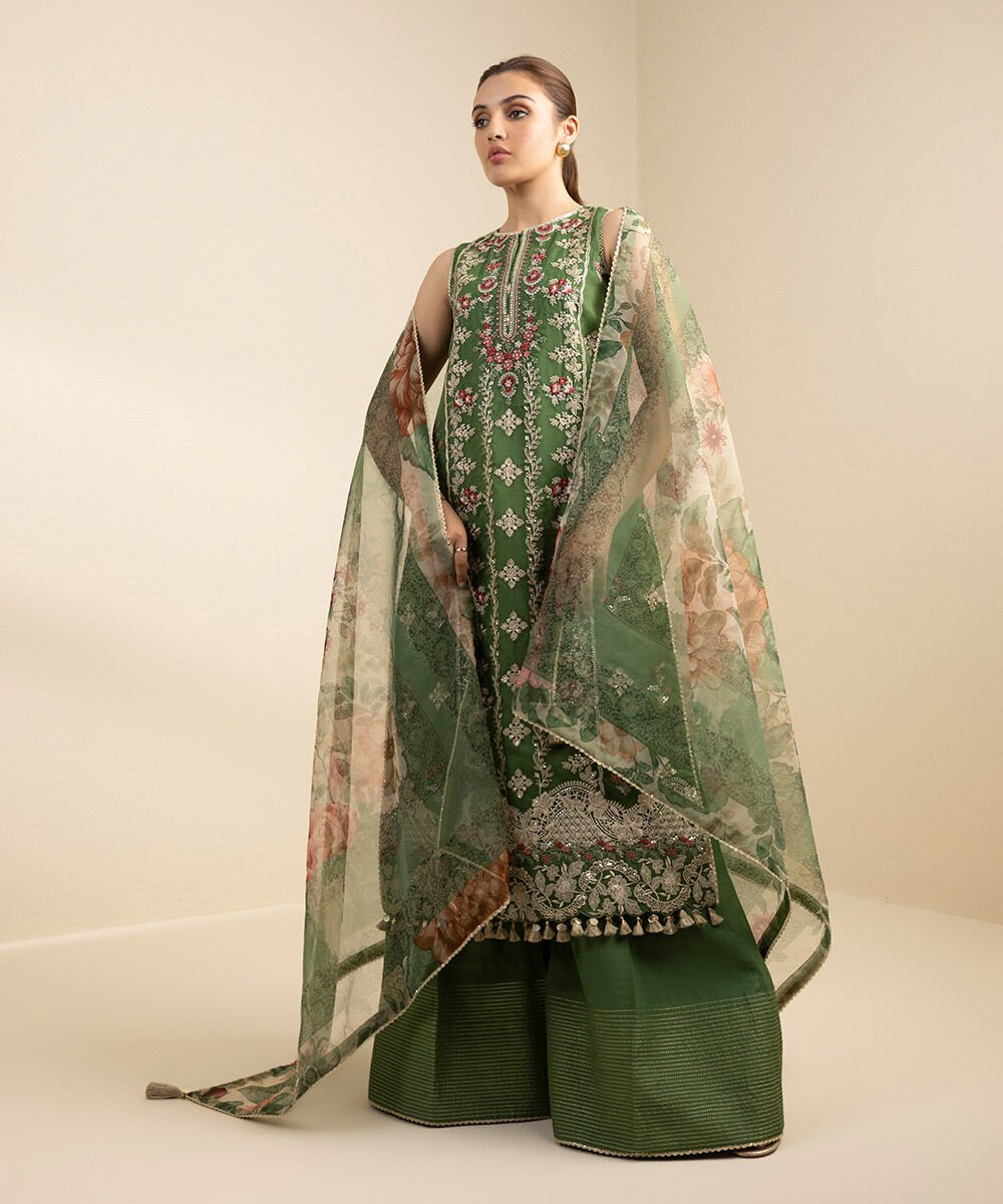 Sapphire 3 Piece Custom Stitched Suit - Green - LB30214