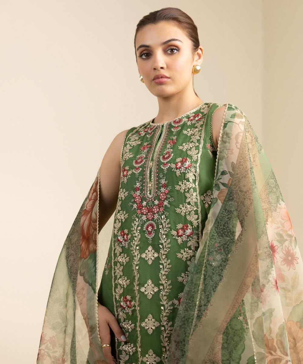 Sapphire 3 Piece Custom Stitched Suit - Green - LB30214