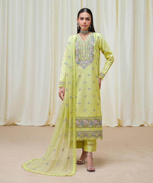 Sapphire 3 Piece Custom Stitched Suit - Yellow - LB30804