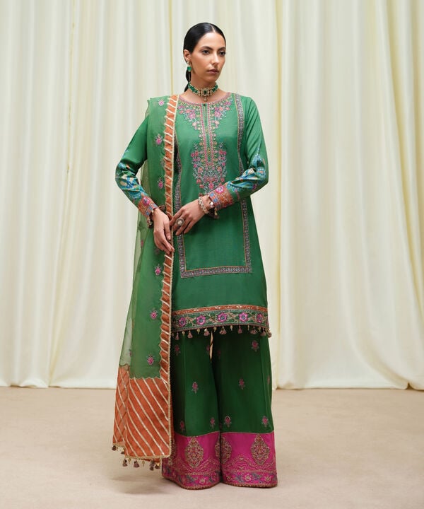 Sapphire 3 Piece Custom Stitched Suit - Green - LB30850