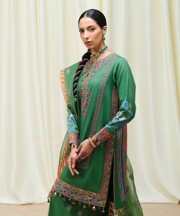 Sapphire 3 Piece Custom Stitched Suit - Green - LB30850