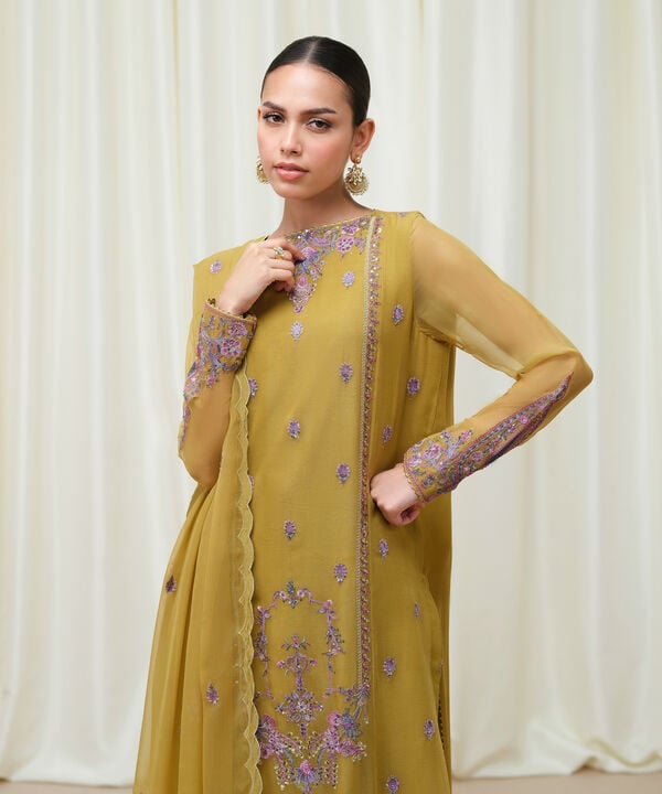 Sapphire 3 Piece Custom Stitched Suit - Yellow - LB30814