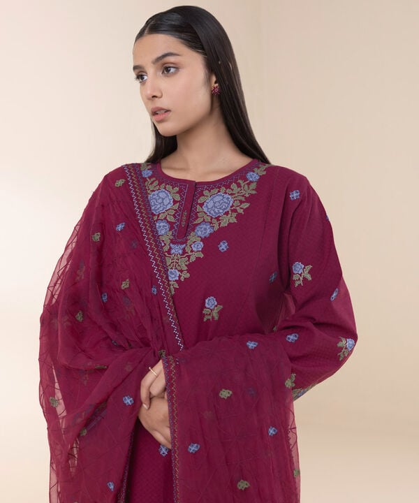 Sapphire 3 Piece Custom Stitched Suit - Maroon - LB30103