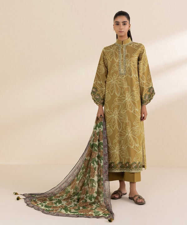 Sapphire 3 Piece Custom Stitched Suit - Mustard - LB30109