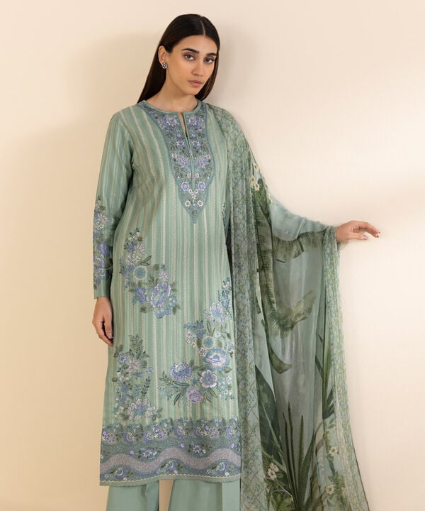 Sapphire 3 Piece Custom Stitched Suit - Green - LB30095