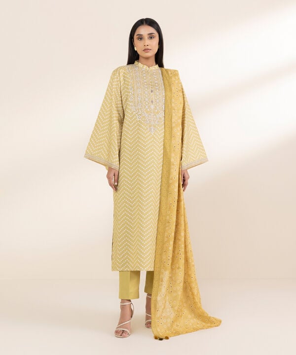 Sapphire 3 Piece Custom Stitched Suit - Yellow - LB30092