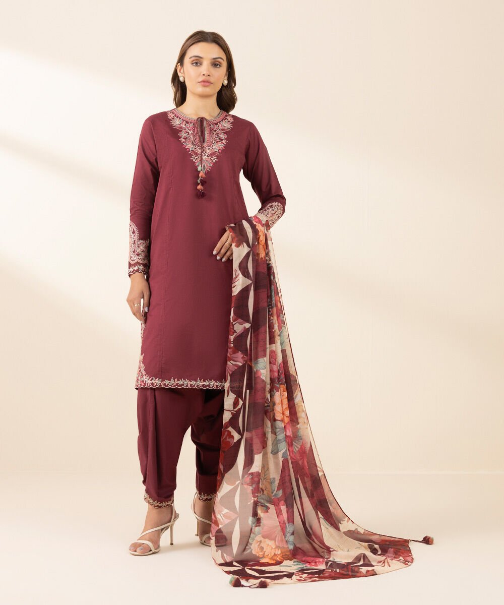 Sapphire 3 Piece Custom Stitched Suit - Maroon - LB30149