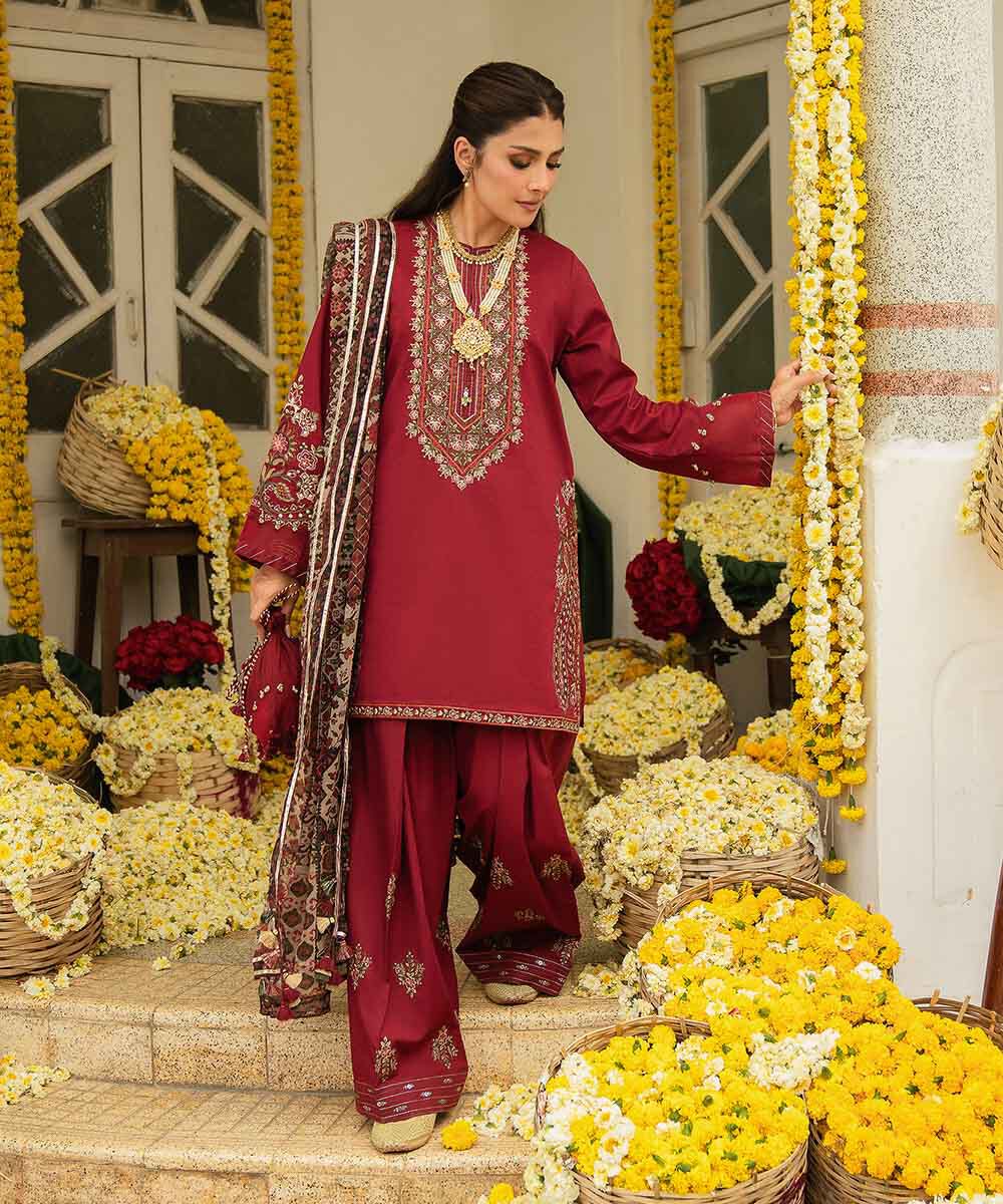 Sapphire 3 Piece Custom Stitched Suit - Maroon - LB30134