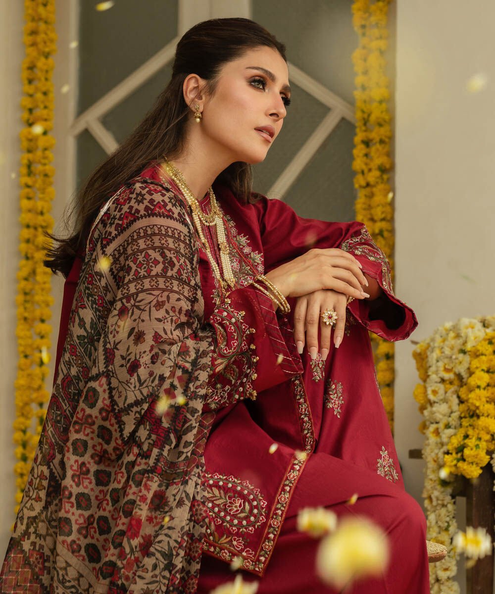 Sapphire 3 Piece Custom Stitched Suit - Maroon - LB30134