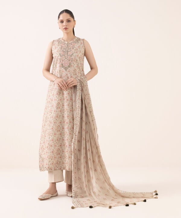 Sapphire 3 Piece Custom Stitched Suit - Beige - LB30714