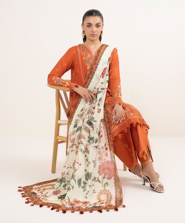 Sapphire 3 Piece Custom Stitched Suit - Orange - LB30815