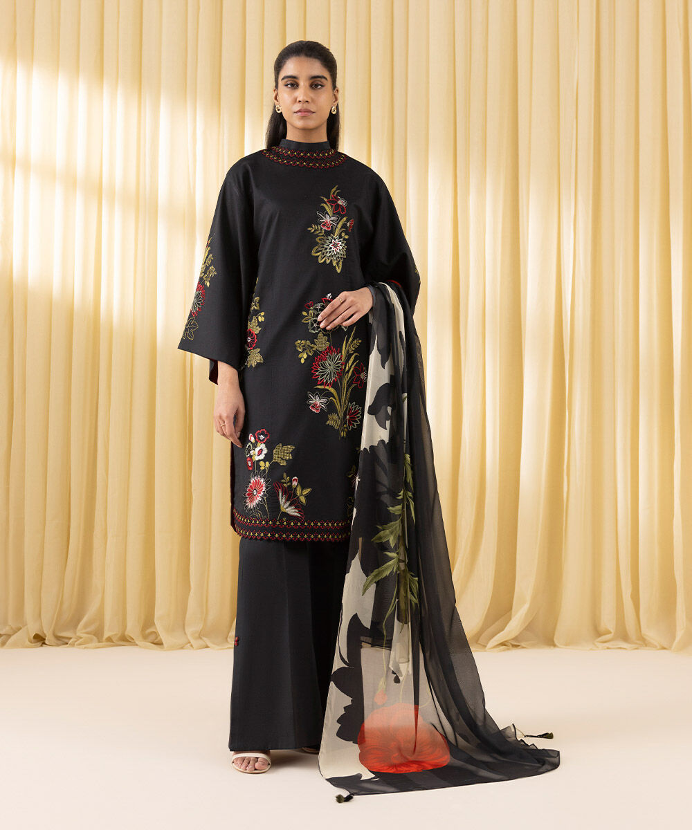 Sapphire 3 Piece Custom Stitched Suit - Black - LB30193