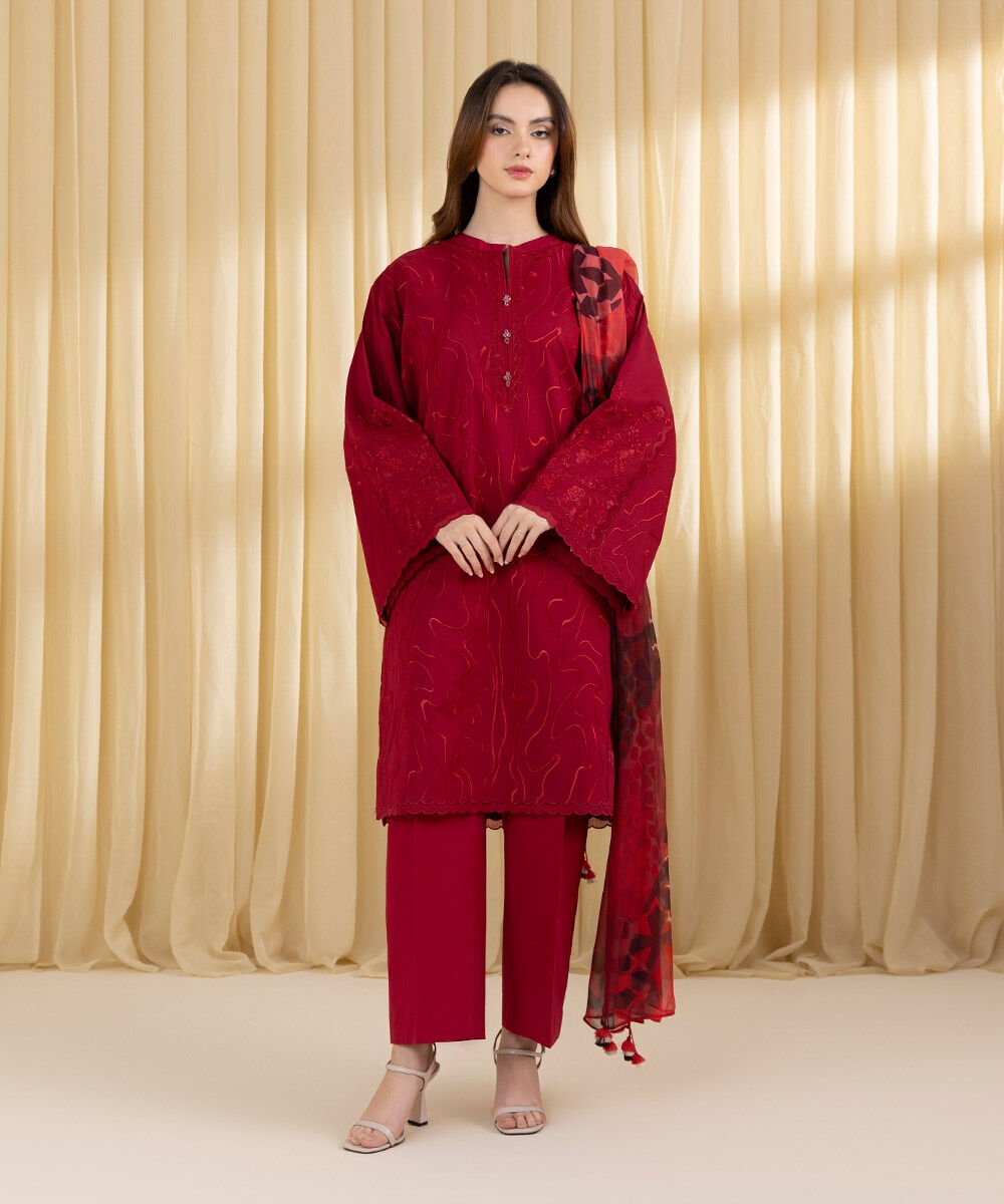 Sapphire 3 Piece Custom Stitched Suit - Red - LB30152