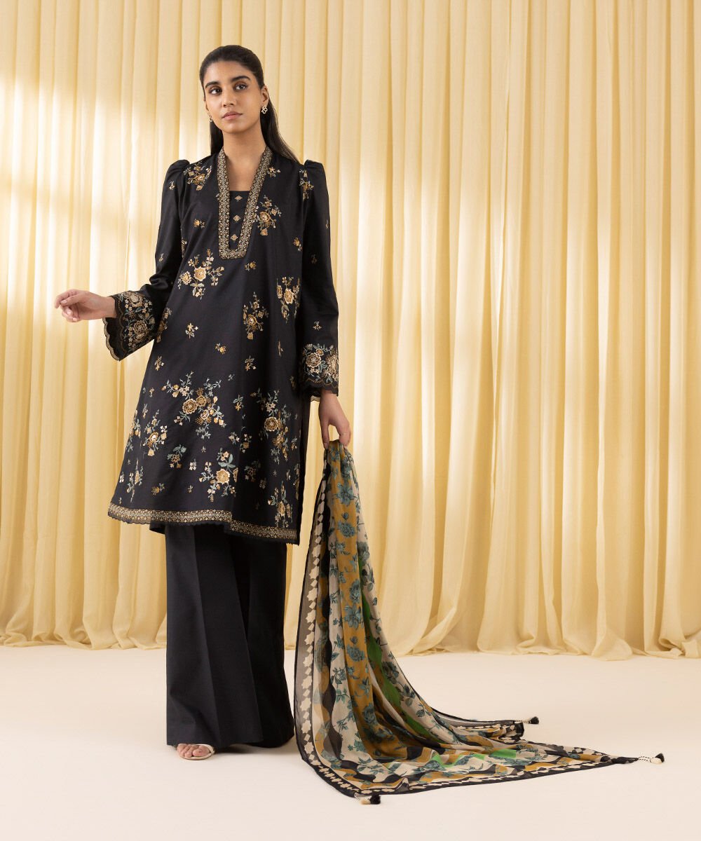 Sapphire 3 Piece Custom Stitched Suit - Black - LB30151